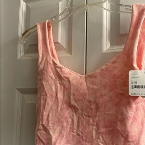 Free People Pink floral Thong Bodysuit
